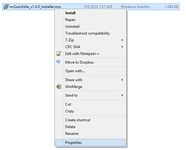 Go to Properties for the file